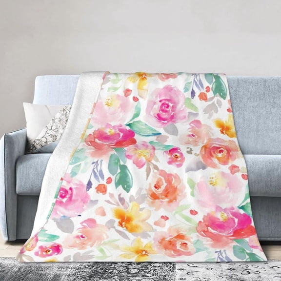 Floral Polish Flower Rooster Throw Blanket Super Soft Warm Bed Blankets for Couch Bedroom Sofa Office Car, All Season Cozy Flannel Plush Blanket for Girls Boys Adults, 80"X60"