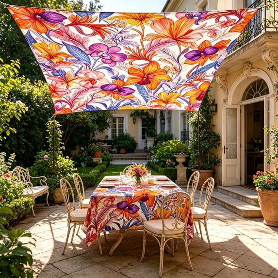 Floral Polyester Camping Sunshade Tarp Waterproof Portable Outdoor Picnic Mat Tent Cover,B