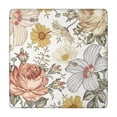 thumbnail image 1 of Floral Polyester Elastic Tablecloth, Square Waterproof Cover for Everyday Dining or Outdoor Meals, 34x34 Inch, 1 of 6