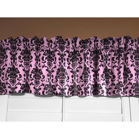 Floral Poplin Damask Window Valance 58" Wide Pink