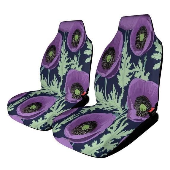Floral Poppy Garden Print Car Seat Covers Front Seats Universal Fit for Cars SUV Truck Auto Interior Accessories