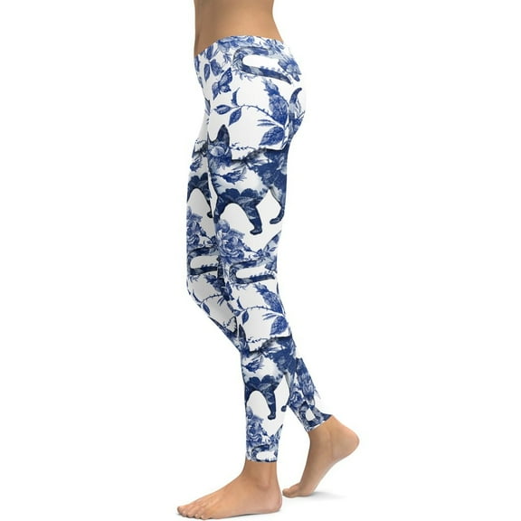 Floral Porcelain Cats Leggings Size: XS for Women | FIERCEPULSE