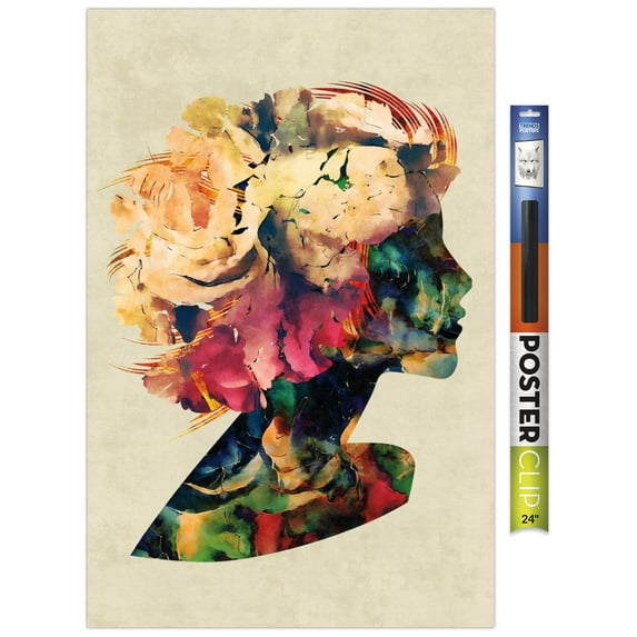 Floral Portrait of Woman Wall Poster, 22.375" x 34"