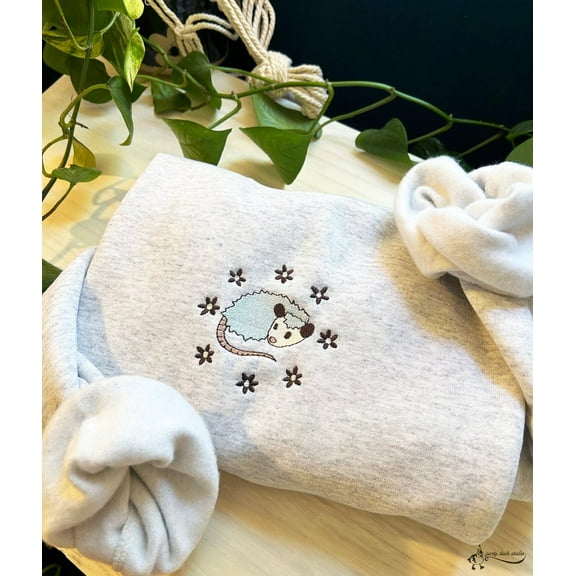 Floral Possum Embroidered Crewneck