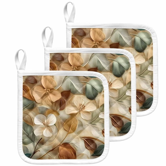 Floral Pot Holders for Kitchen Heatproof Potholder, 3 Pack Modern Abstract Art Farmhouse Hot Pads Multipurpose Oven Pads Cloth Potholders Trivet for Cooking Baking