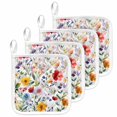 thumbnail image 1 of Floral Pot Holders for Kitchen Heatproof Potholder, 4 Pack Red Yellow Pink Blue Flower Purple Lavender Leaf Hot Pads Multipurpose Oven Pads Cloth Potholders Trivet for Cooking and Baking, 1 of 8