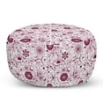 thumbnail image 1 of Floral Pouf Cover with Zipper, Exquisite Floral Inspired Vibrant Toned Branch Blush Baroque Curls Image, Soft Decorative Fabric Unstuffed Case, 30" W X 17.3" L, Maroon Rose, by Ambesonne, 1 of 3