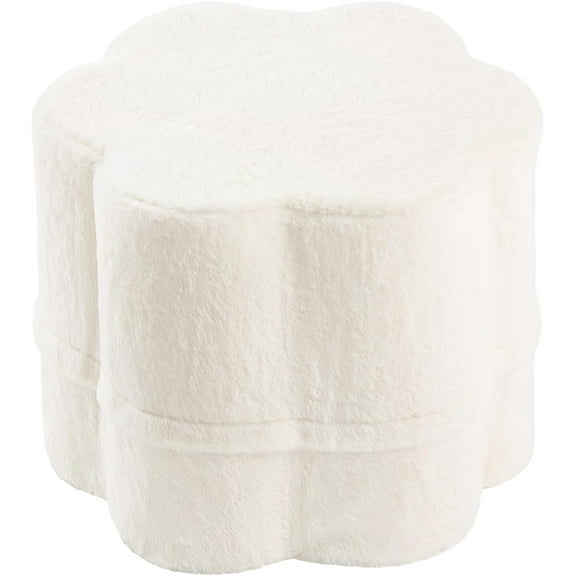 Floral Pouf Ottoman, Foot Stools Ottoman with Foam Chunk Filling, Puff Foot Rest for Couch, Living Room, Kids Room, Cream