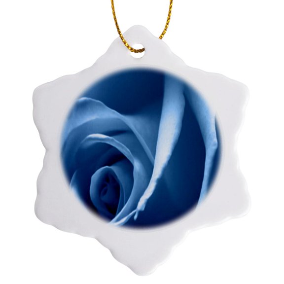 3drose, Floral Pretty Blue Rose, 3 inch Snowflake Porcelain Ornament