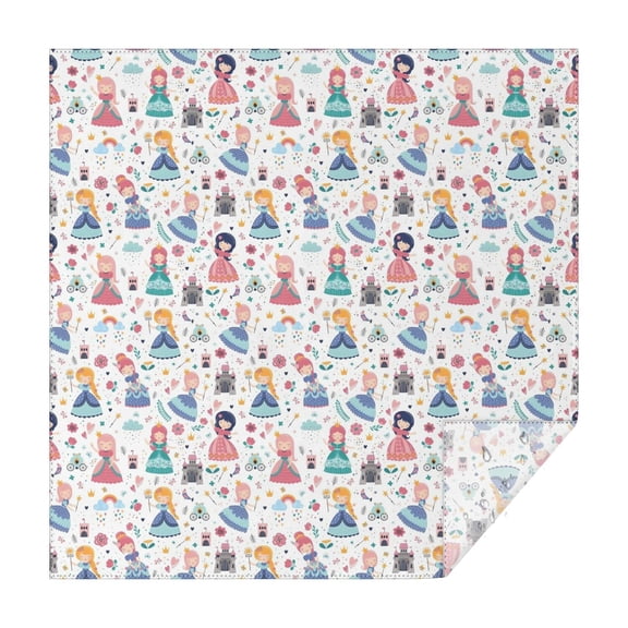 Floral Princess Pattern Square Tablecloth,Waterproof Square Table Cover,Wipeable Spillproof Washable Table Cover for Home Kitchen Party Decor 60"x60"(152x152cm)