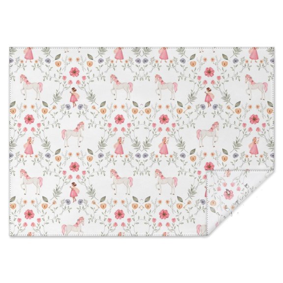 Floral Princess Unicorn Pattern Rectangle Tablecloth 60"x84",Waterproof Polyester Rectangle Table Cloth, Wipeable Spillproof Polyester Tablecloth for Dining, Camping, Indoor and Outdoor