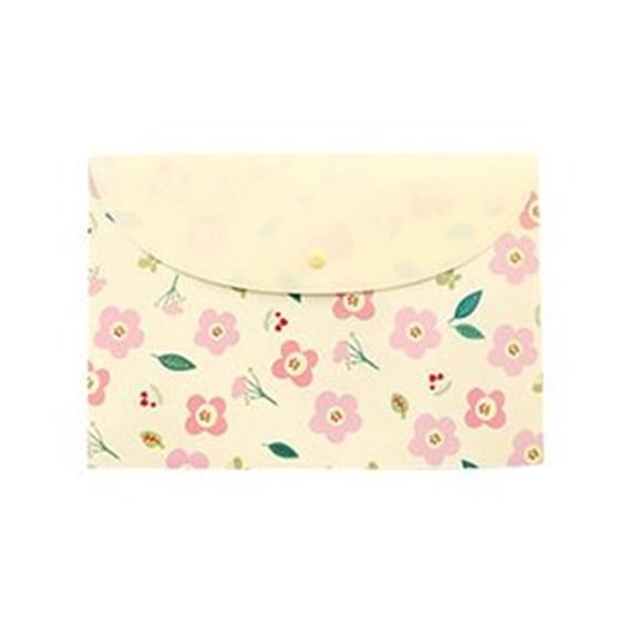 Floral Print A4 Plastic File Pocket, Snap Button Closure Document Storage Folder, Lightweight Paper Organizer Bag, Cute Pattern Letter Size Portfolio Holder, Paper Case for Receipts Bills Storage