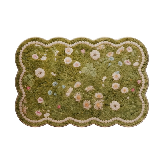 Floral Doormat for Indoor Outdoor Absorbent Entrance Mat Non Slip Polyester Floor Rug with Flower Design for Front Door Kitchen Garden Home Decor 23.6x15.7 Inches A