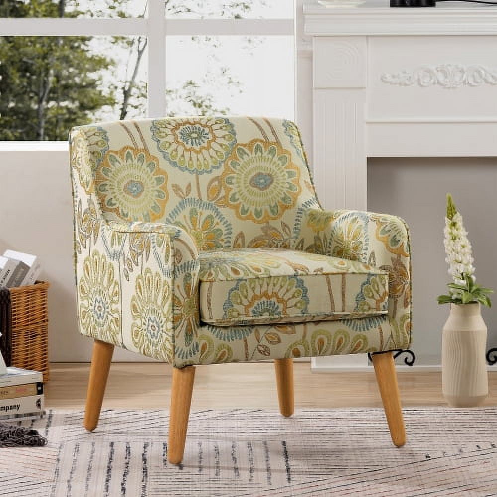 Floral Print Accent Chairs Indoor Furniture，Tufted Wingback Chair