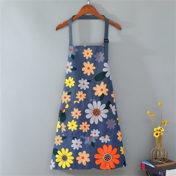 Floral Print Apron with Adjustable Neck Strap for Kitchen Cooking Baking Crafting Adults Teens