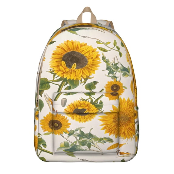 Floral Print Backpack for School College Teens Adults, Large Capacity Bookbag with Laptop Sleeve, Durable Commuting Travel Backpack, Sunflower Flowers Design Unisex Gift Idea for Work