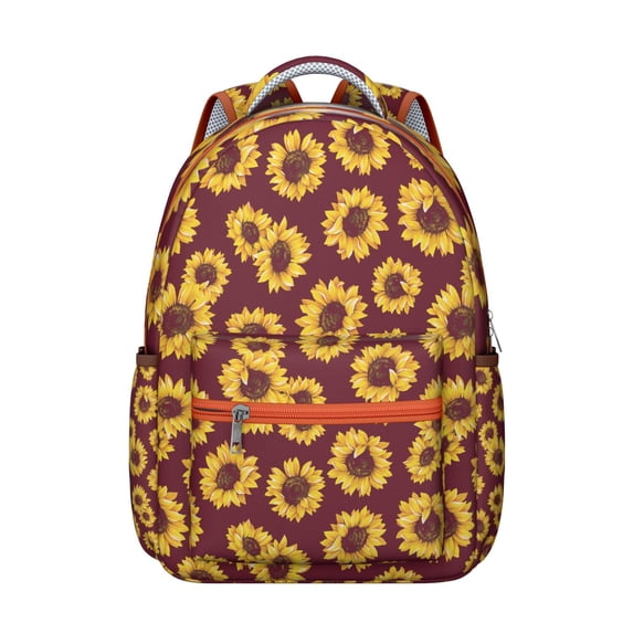 "Floral Print Backpack with Sunflower Design - Wildflower School Bag for Women, Large Capacity College Backpack, Ergonomic Straps for Comfort, Stylish & Functional"