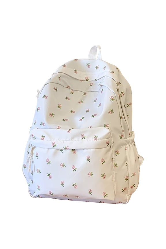 Floral Print Backpack, Trendy Lightweight Breathable Casual Polyester Daypack, Adjustable Comfortable Durable Multi-Pocket Floral Backpack for Travel, Work, Gym, Everyday Carry, Outdoor Activities