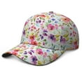 thumbnail image 1 of Floral Print Baseball Cap Adjustable Snapback Hat Vintage Botanical Design, 1 of 5
