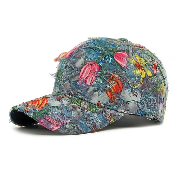 Floral Print Baseball Cap ,Alphabet Flower Sun Hat,Fashion Accessory ,Adjusts to Fit Most