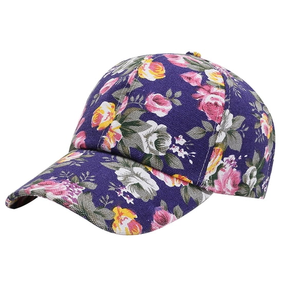 Floral Print Baseball Caps Hat,Flower Casual Fishing Sun Hat Summer UV Protection Mesh Back for Men Women Girls Lightweight Adjustable Breathable for Sports Beach Travel, Purple