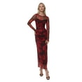 thumbnail image 1 of Floral Print Bodycon Maxi Mesh Dress, 1 of 5