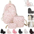 thumbnail image 1 of Floral Print Bow Backpack Kawaii Coquette Cute Preppy Large Bookbag Padded Laptop Sleeve School Backpack Teens Women Girls Back to School School Bag Back to School Supplies Bag,A-Pink, 1 of 3