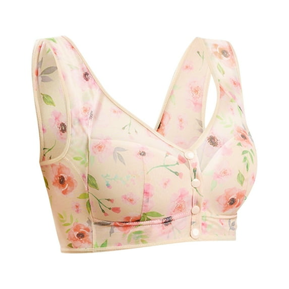 Floral Print Bra for Women Wireless Padded Bralette Full Coverage Comfort Plus Size Soft Sleep Lounge Bra