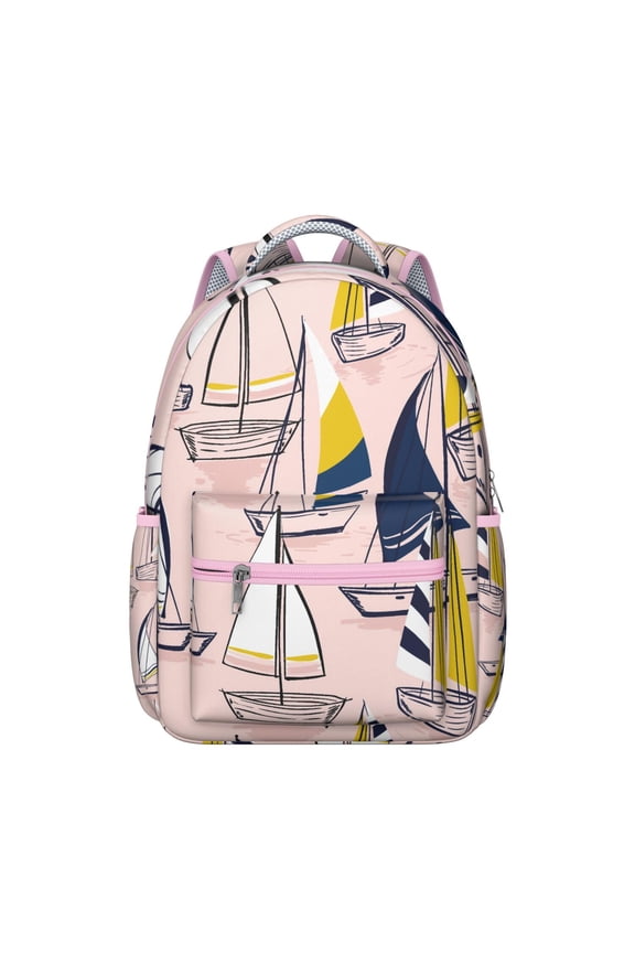 Floral Print Breathable School Backpack, Adjustable S-Shaped Straps & Padded Back Panel for Spinal Support