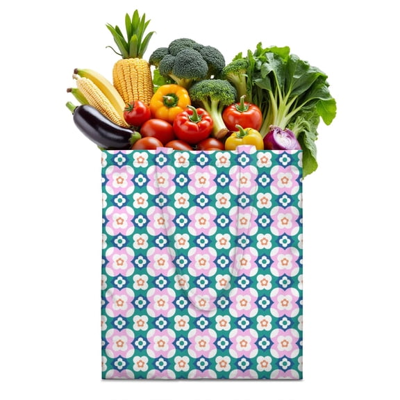 Floral Print Canvas Shopping Bag - Foldable & Washable Reusable Grocery Tote