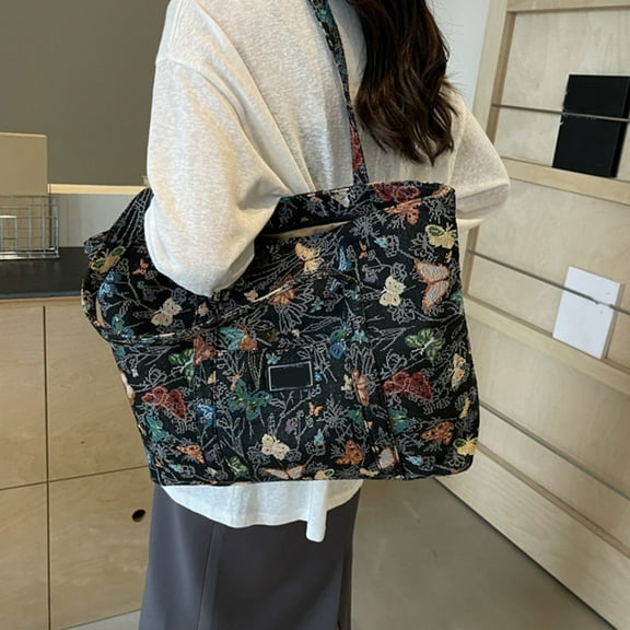 Floral Print Canvas Tote Bag with Dual Handles, Large Tote Bags for Women Canvas Foldable Laptop Nurse Bag Tote Bag, Bag Tote Bag for Women Work