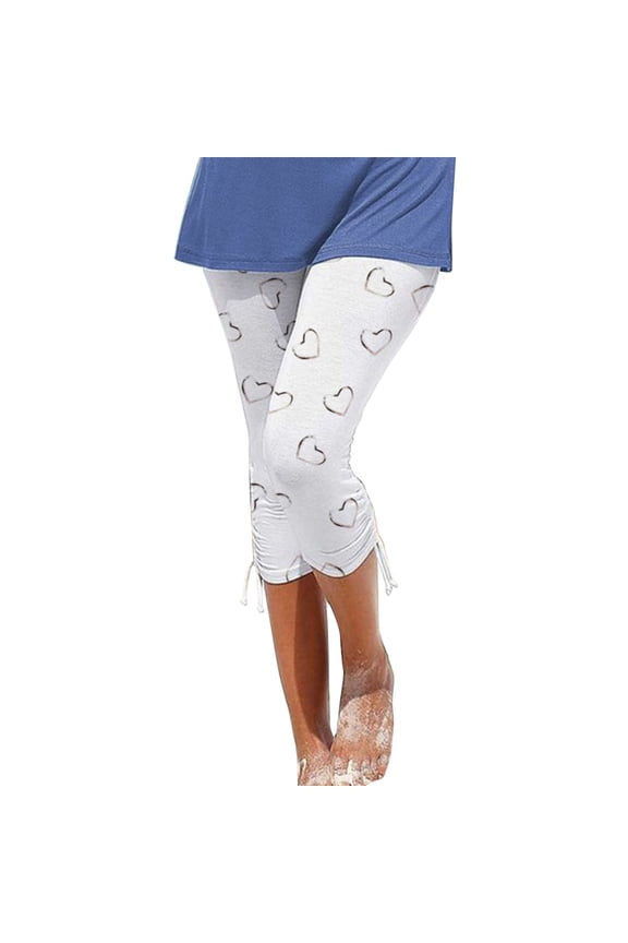 Floral Print Capri Leggings for Women Compression Yoga Pants High Waist Workout Running Fitness Capri Tights