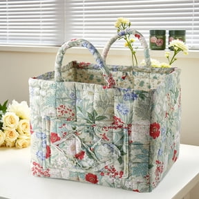 Floral Print Car Storage Tote Organizer ,Capacity Foldable Auto Storage Bin with Handles for Trunk, Back Seat & Road Trips (Style-E)