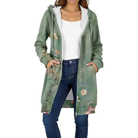 Floral Print Cardigan for Womens Polar Soft Fleece Velvet Kimono Cover Ups Lounge Warm Long Sleeve Jackets Spring Outfits 2025 Pullover Fall Winter Clothes