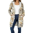 thumbnail image 1 of Floral Print Cardigan for Womens Polar Soft Fleece Velvet Kimono Cover Ups Lounge Warm Long Sleeve Jackets Spring Outfits 2025 Pullover Fall Winter Clothes, 1 of 7