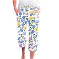 thumbnail image 1 of Floral Print Casual Capri Pants 2025 Women's High Waist Drawstring Capris Loose Straight Leg Pant Daily Loungewear, 1 of 5