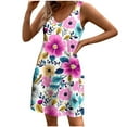 thumbnail image 1 of Floral Print Casual Tank Sundress for Women Funny Holiday Outing Beach Dress Sleeveless A-line Dresses with Pockets, 1 of 5