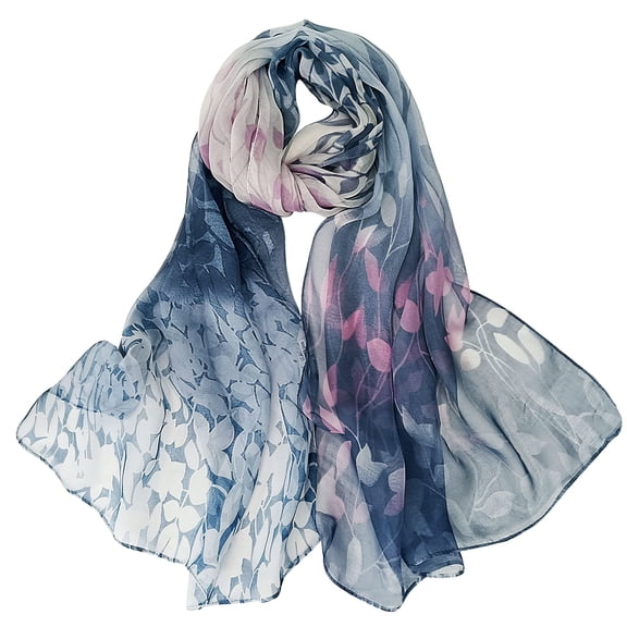 Floral Print Chiffon Scarf - Womens Fashion Scarfs Lightweight Head Scarf Sunscreen Scarves Shawls Wrap