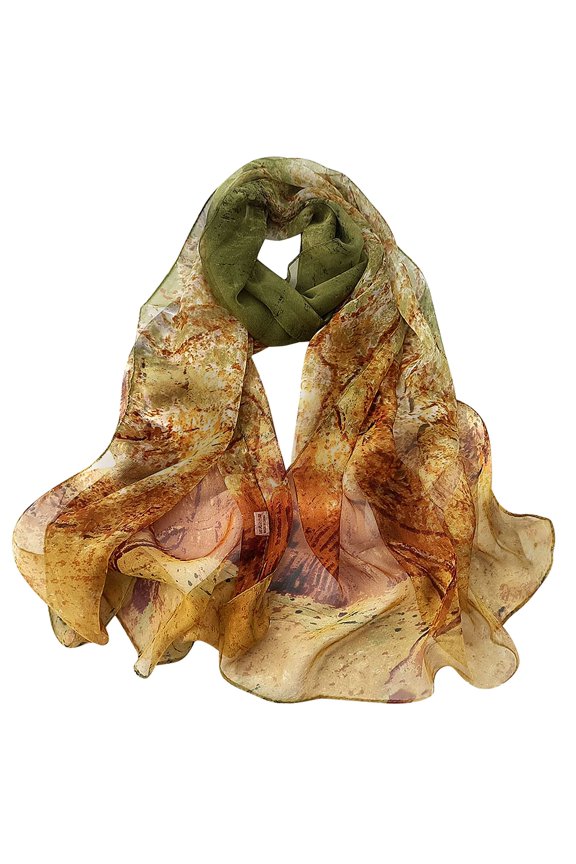 Floral Print Chiffon Scarf - Womens Fashion Scarfs Lightweight Head Scarf Sunscreen Scarves Shawls Wrap