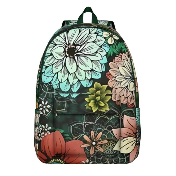 Floral Print College Campus Backpack for School Students, Large Capacity Bookbag with Laptop Sleeve, Sunflower Flowers Design Everyday Backpack for Commuting Work Travel, Gift for Teens Adults