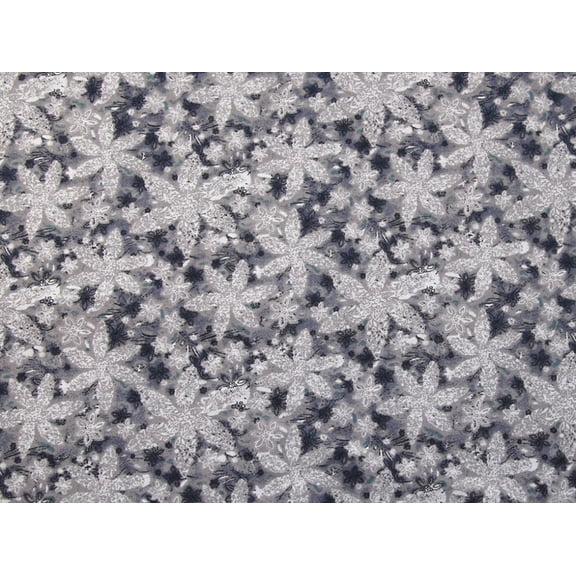 Floral Print Cotton Poplin Dress Fabric Pewter - per yard