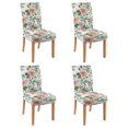 thumbnail image 1 of Floral Print Dining Chair Covers Set of 4 Lovely Tropical Flower and Leaves Pattern Washable Polyester Stretch Slipcovers Removable Seat Protector for Rustic Decor, 1 of 7