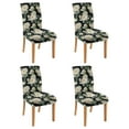 thumbnail image 1 of Floral Print Dining Chair Covers Set of 4 Lovely Tropical Flower and Leaves Pattern Washable Polyester Stretch Slipcovers Removable Seat Protector for Rustic Decor, 1 of 7