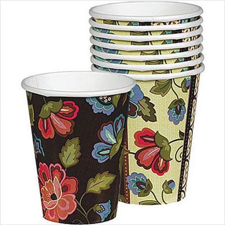 Floral Print 'Elegant Jacquard' 9oz Paper Cups (8ct)