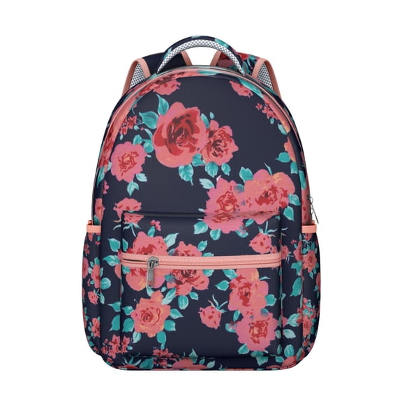 Floral Print Everyday Backpack for Students Lightweight and Multifunctional School Bag with Artistic Bloom and Blossom Pattern, Ideal for Sports and Outdoor