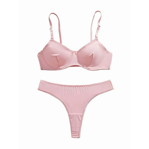 Floral Print Flower Underwire Push Up Underwear Set Pink XL