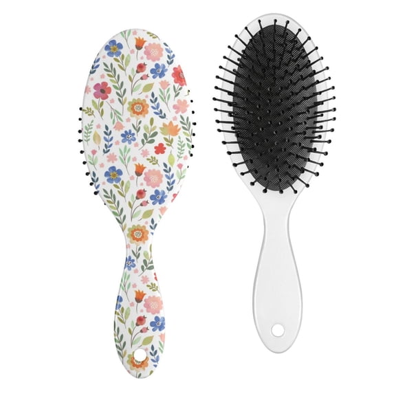Floral Print Hair Brush, Small Floral Retro Pattern Detangling Brush with Tropical Boho Bloom Blossom Design