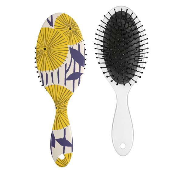 Floral Print Hair Brush, Small Floral Retro Pattern Detangling Brush with Tropical Boho Bloom Blossom Design