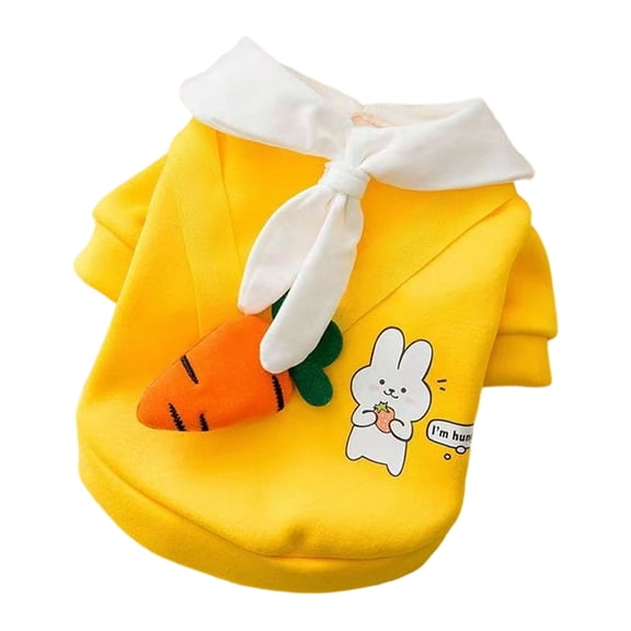 Floral Print Hoodie And Cat Sweater With Carrot/Lollipop Graphic Yellow 16x14x2cm