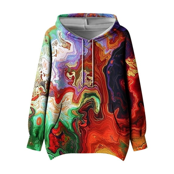 Floral Print Hoodies for Womens Drawstring Adjustable Pullover Sweater Blouses Light Warm Spring Outfits 2025 Pullover Fall Winter Clothes with Kangaroo Pocket